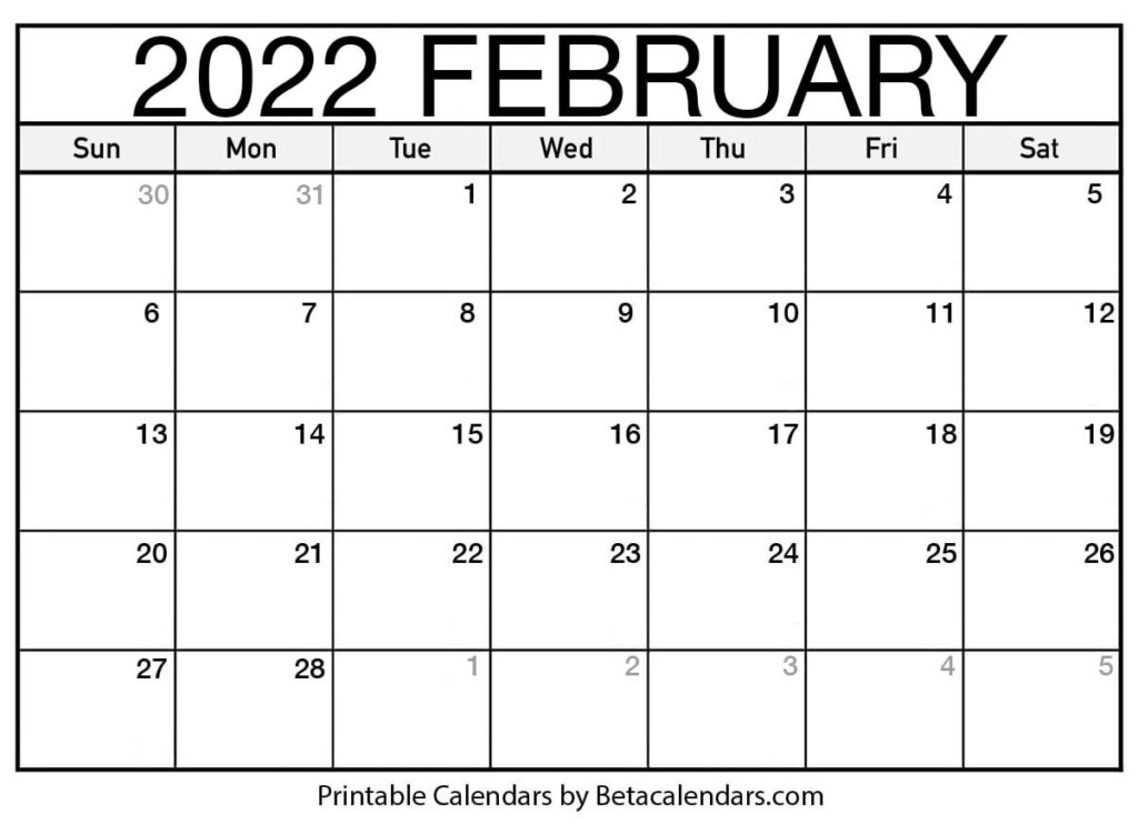 Pick February 2022 Calendar Events