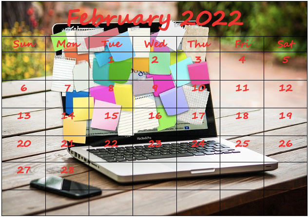 Pick February 2022 Calendar Printable Cute