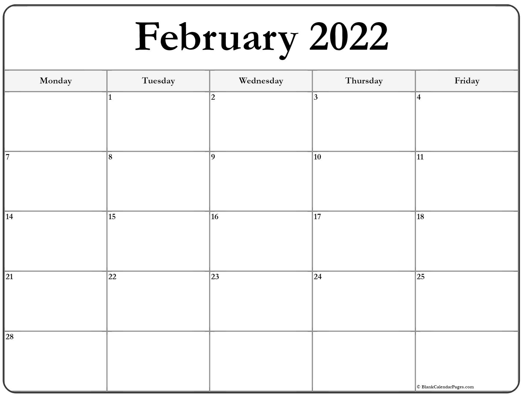 Pick February 2022 Excel Calendar