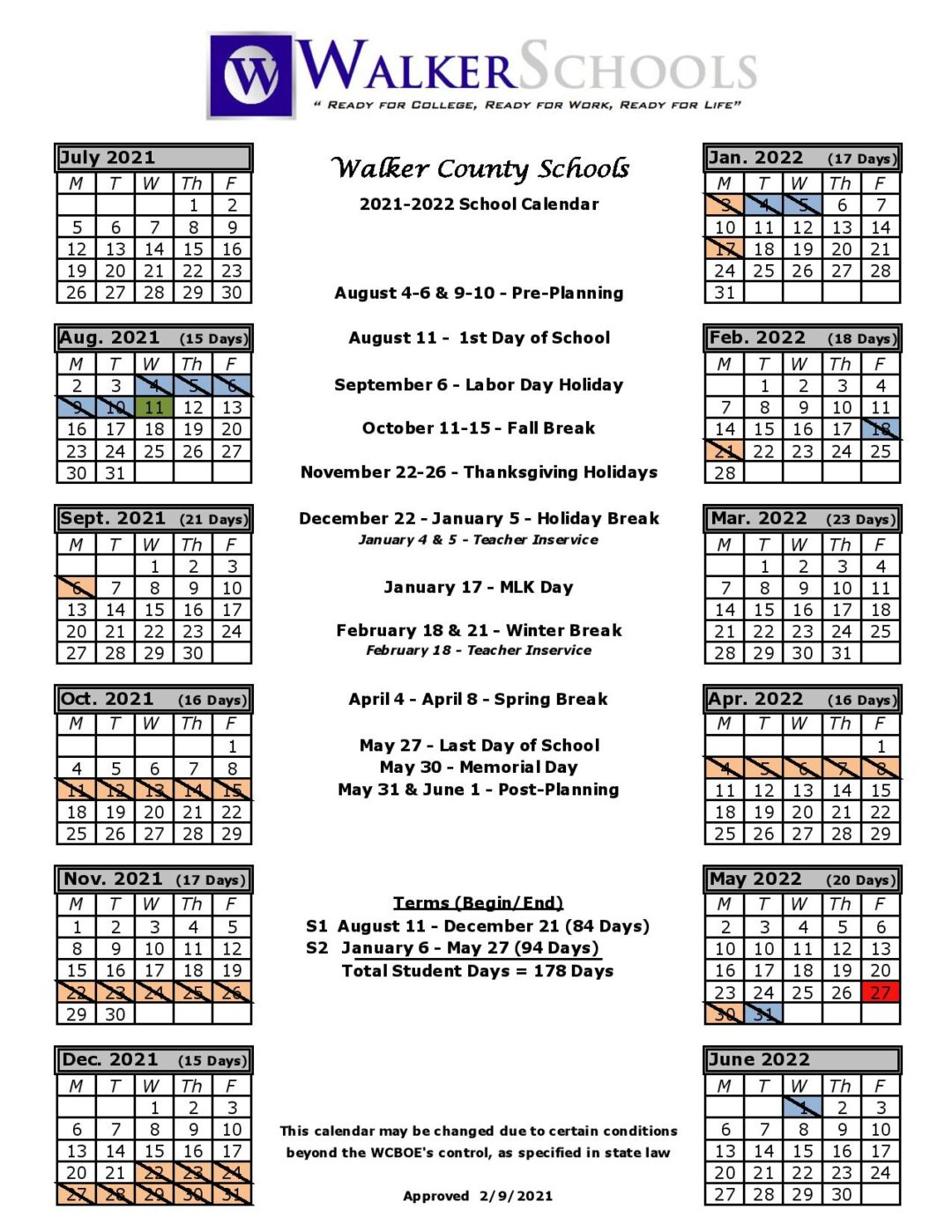 Pick February 2022 School Calendar