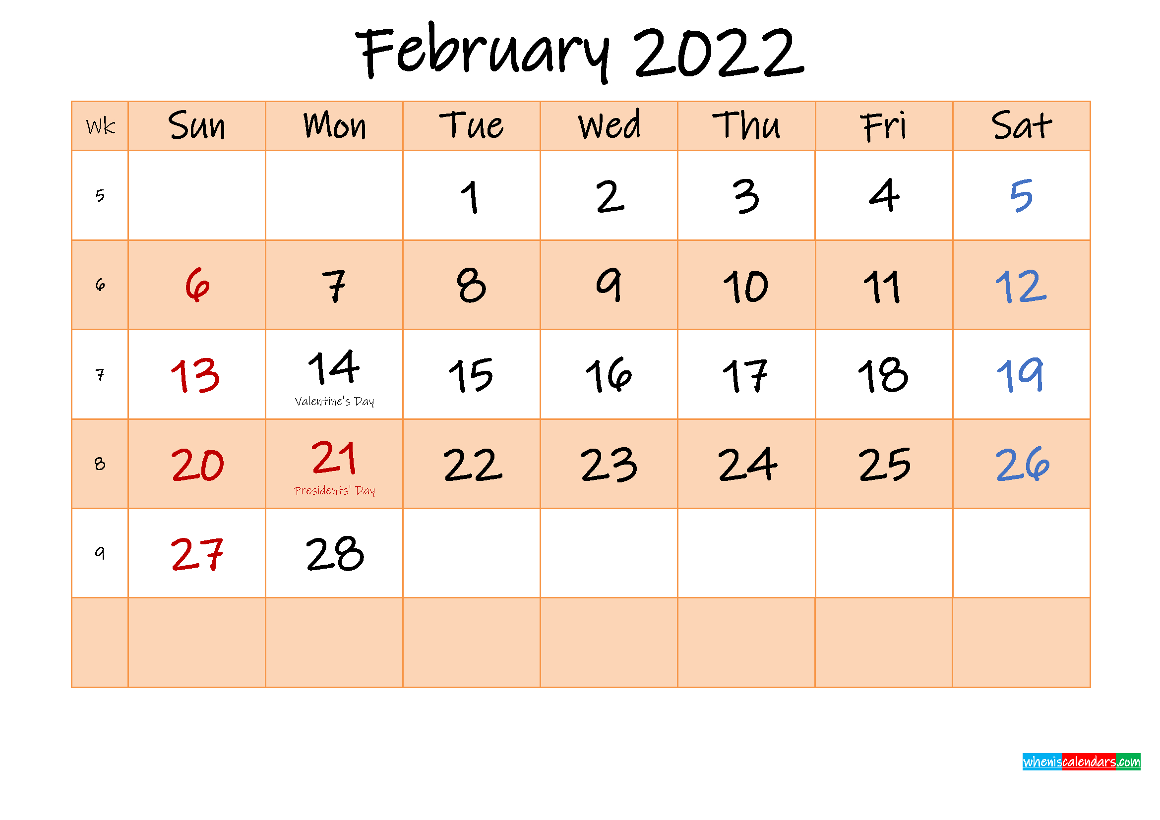Pick Free Calendar For February 2022