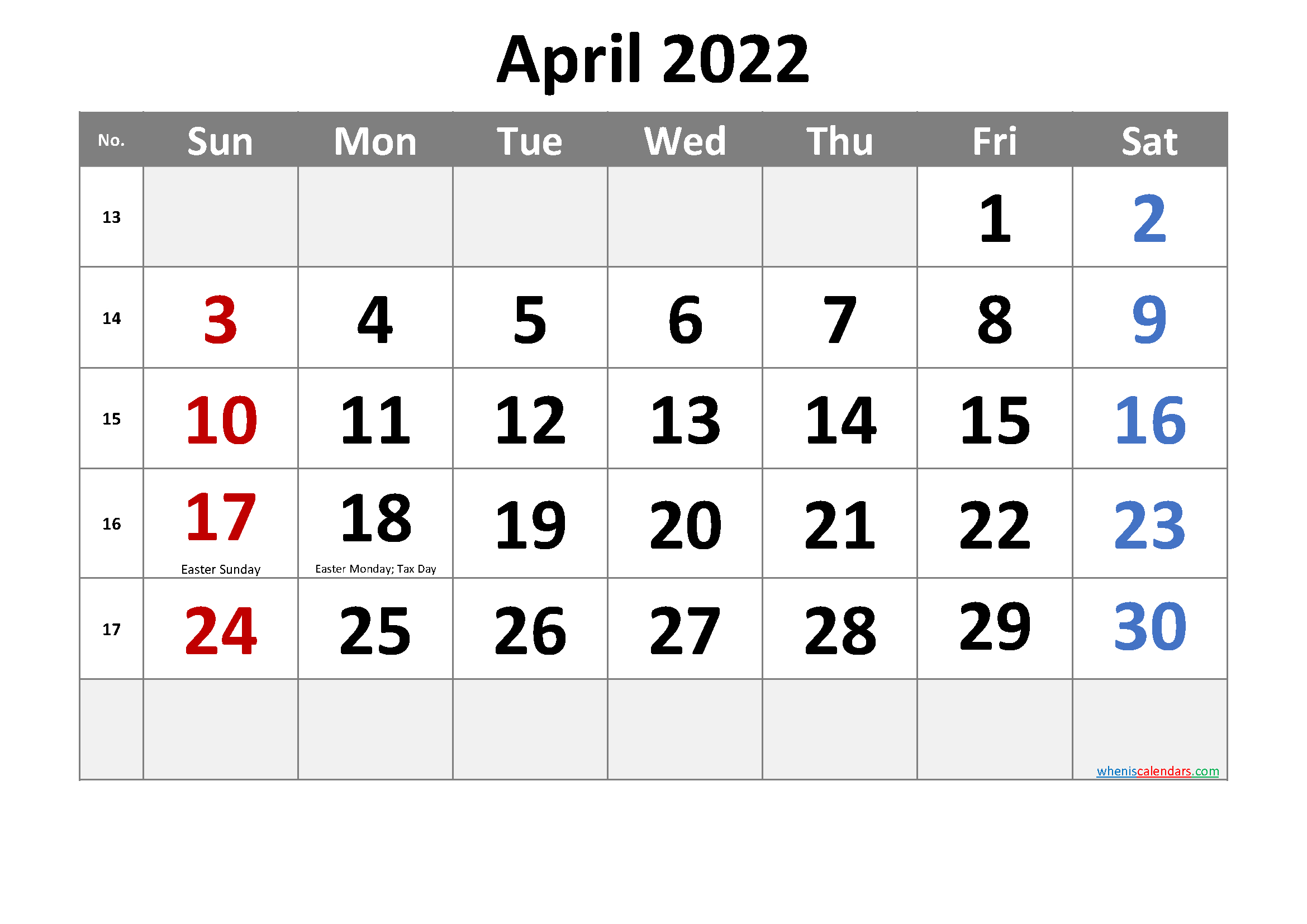 Pick Free Printable Calendar 2022 April