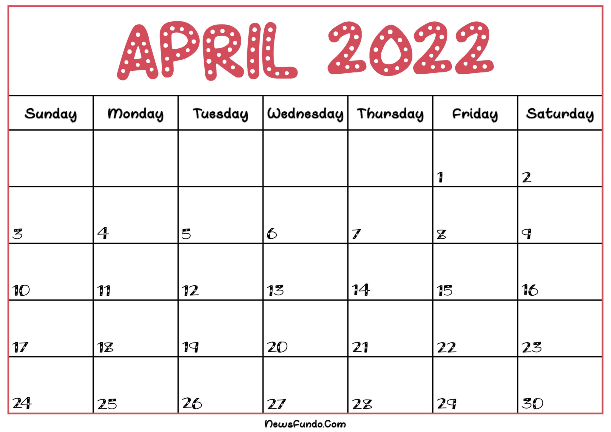 Pick Free Printable Calendar For April 2022