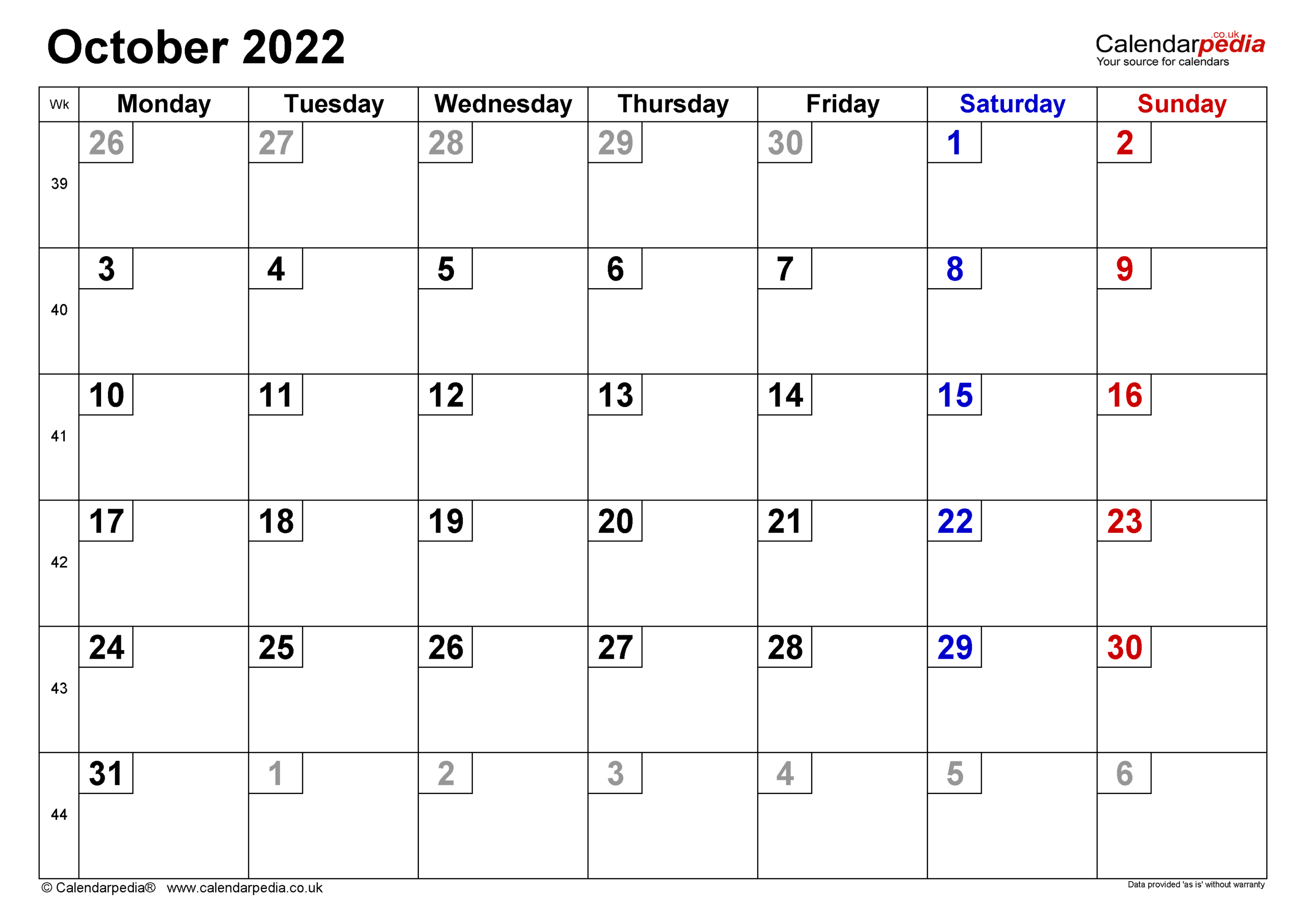 Pick Free Printable Calendar October 2022