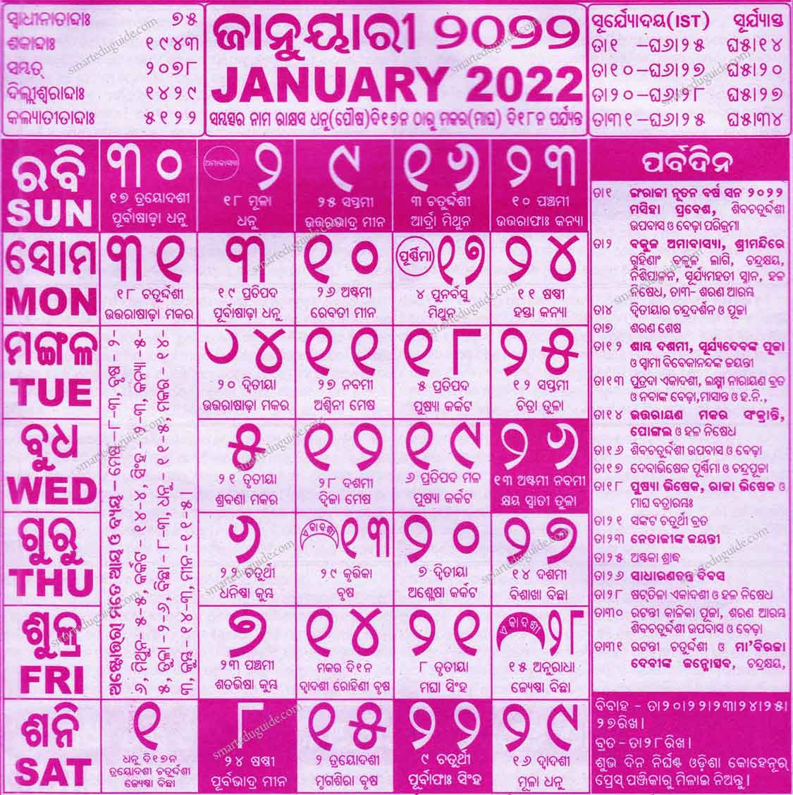 Pick Hindu Calendar 2022 October