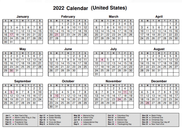 Pick January 2022 Calendar Festival