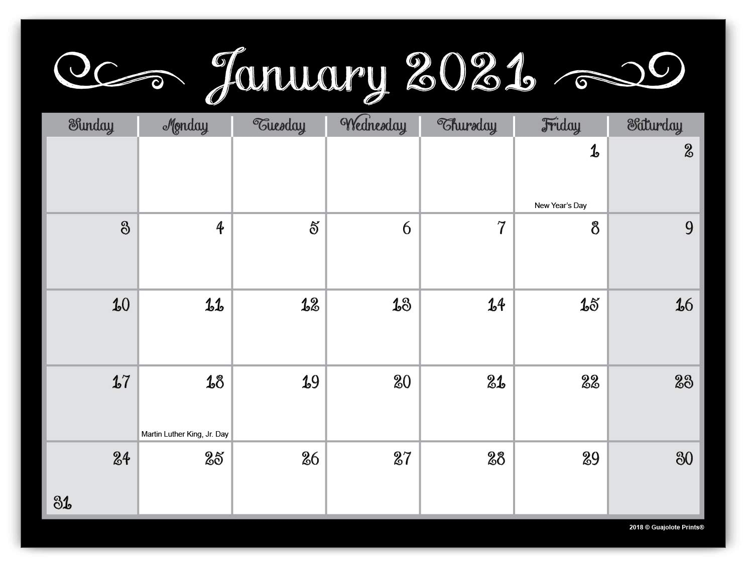 Catch January 2022 Calendar Large Print Best Calendar
