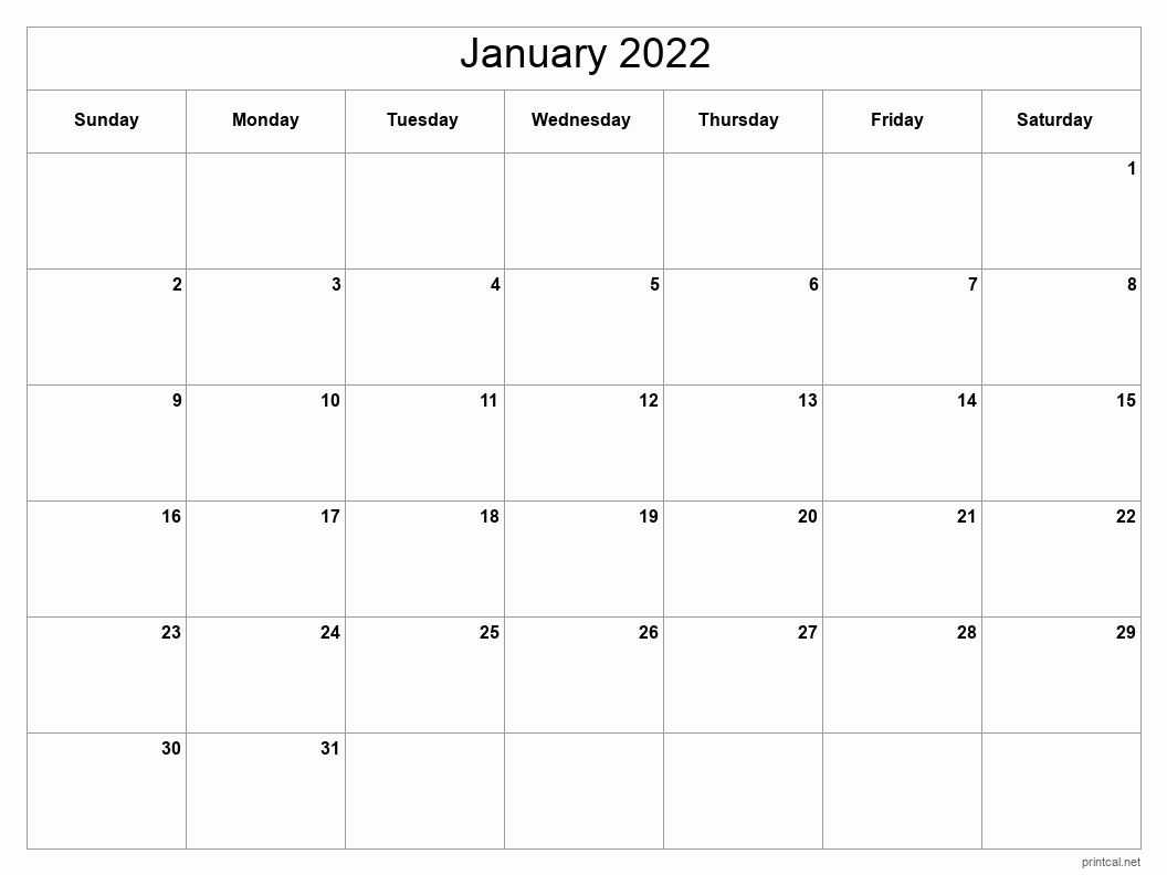 Pick January 2022 Calendar Printable