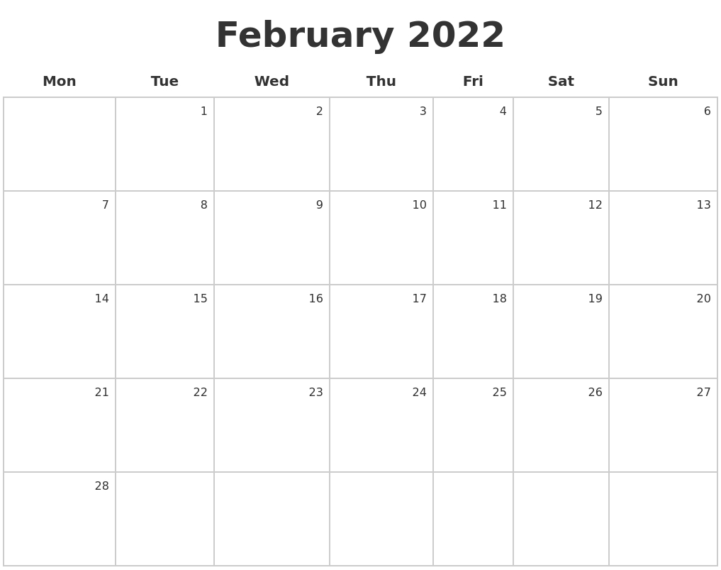 Pick January 2022 Calendar Starting Monday