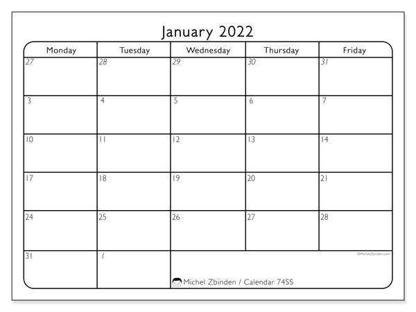 Pick January 2022 Calendar With Notes