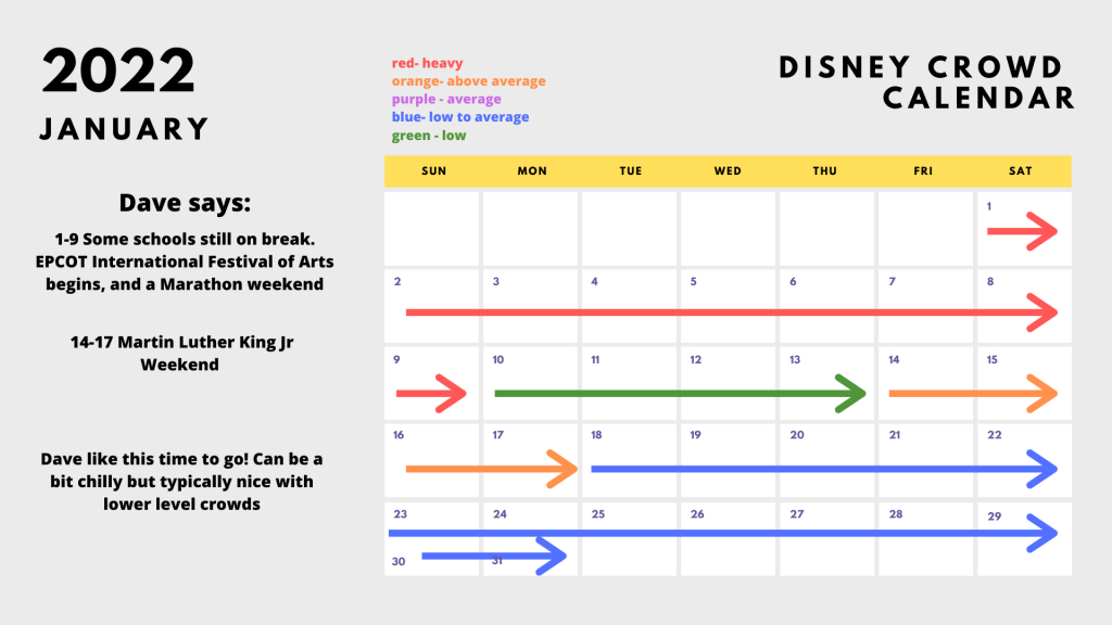Pick January 2022 Crowd Calendar Disney World
