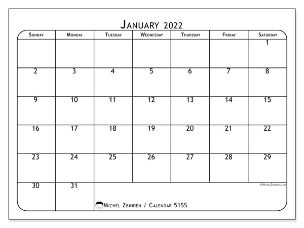 Pick January 2022 Printable Calendar One Page