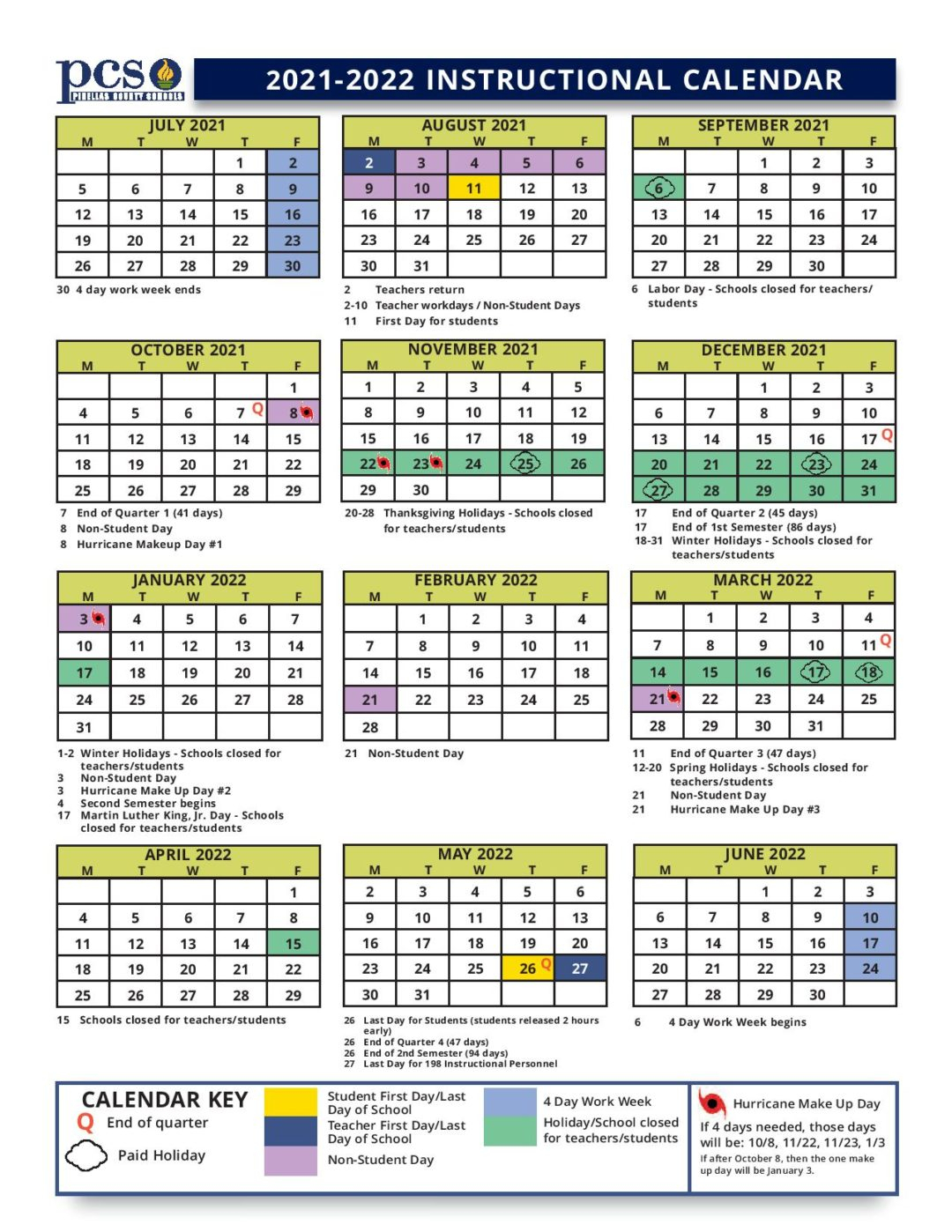 Pick January 2022 School Calendar