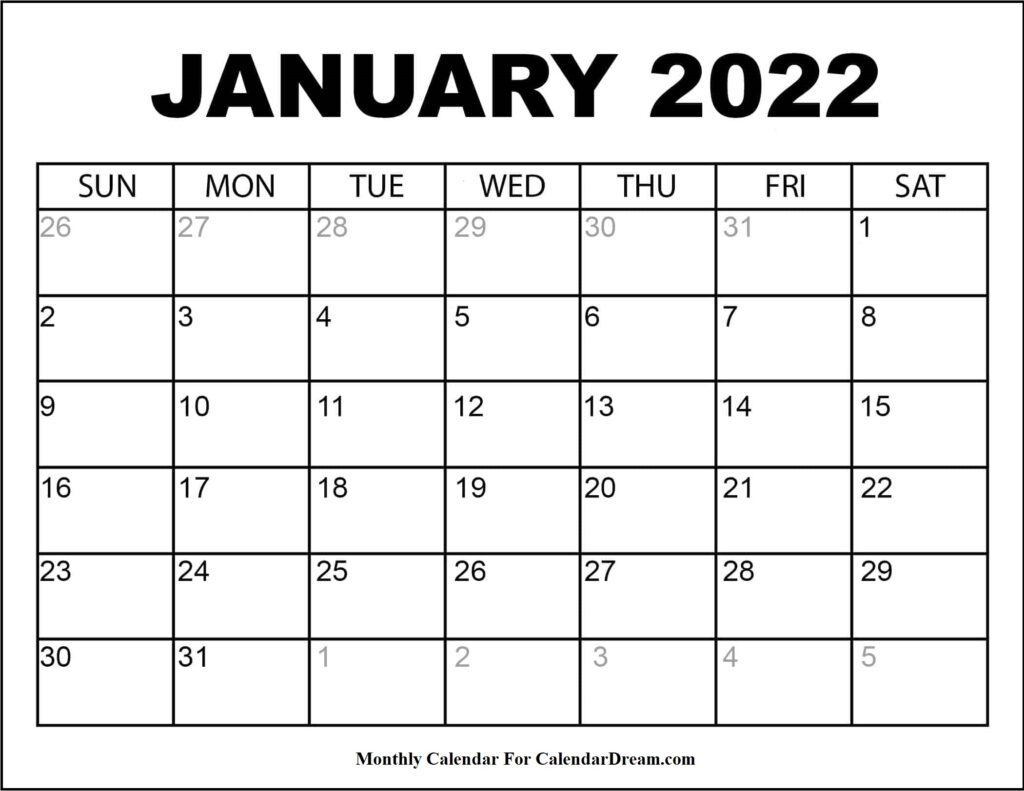 Pick January 2022 Singapore Calendar