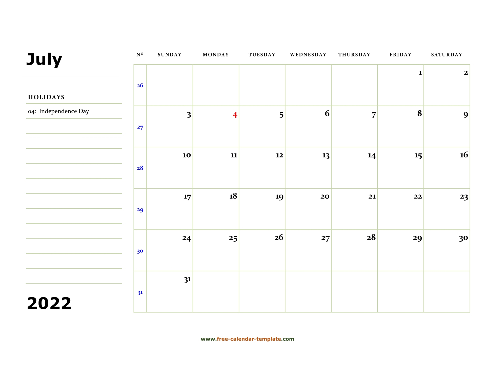 Pick July 2022 Arabic Calendar
