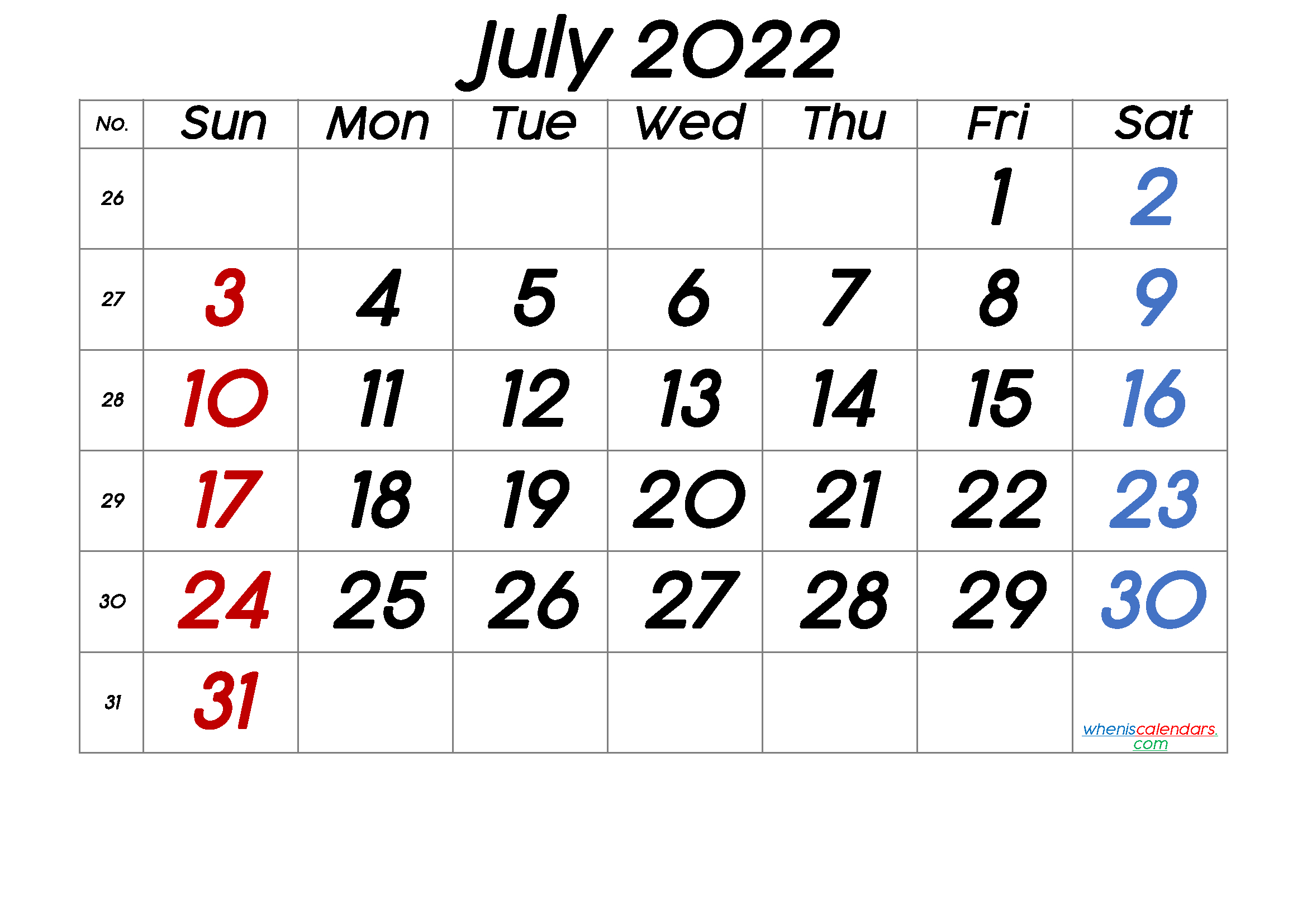 Pick July 2022 Arabic Calendar
