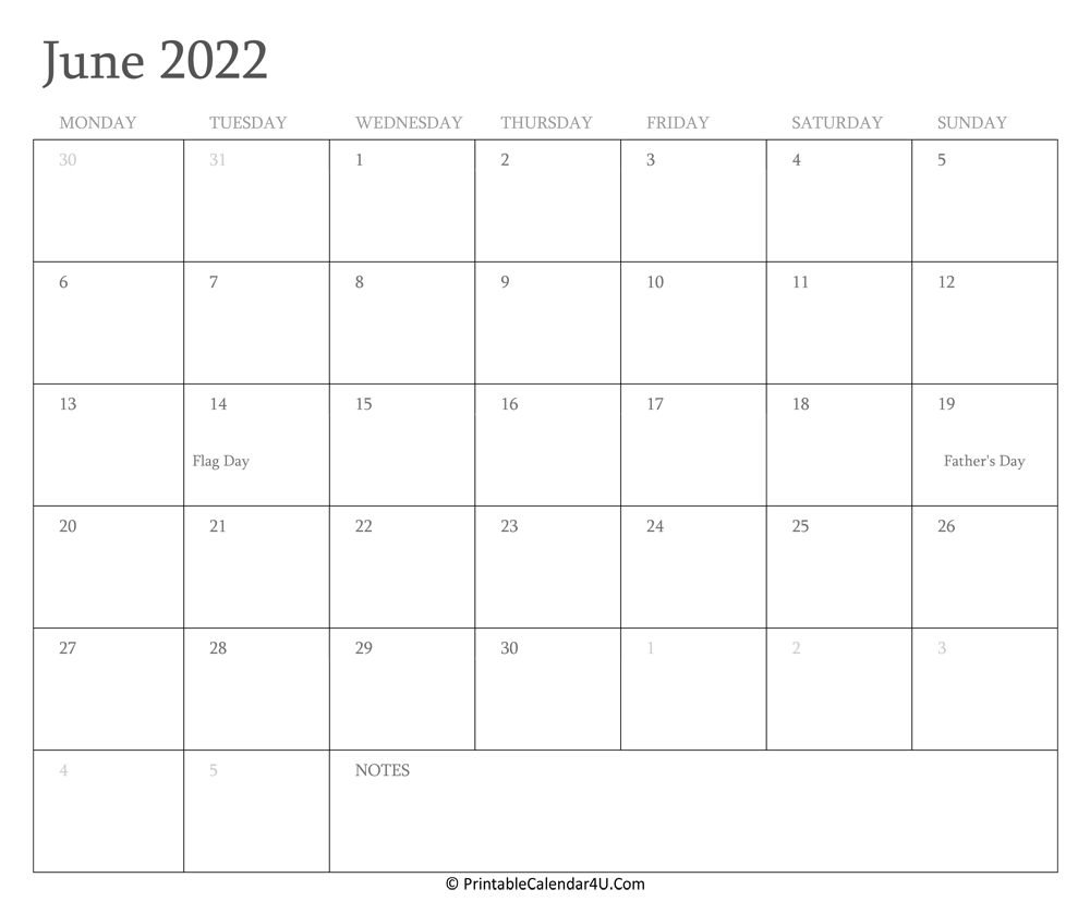 Pick June 2022 Calendar Dates