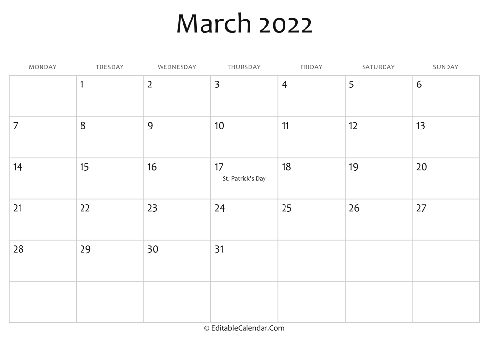 Pick March 18 2022 Calendar