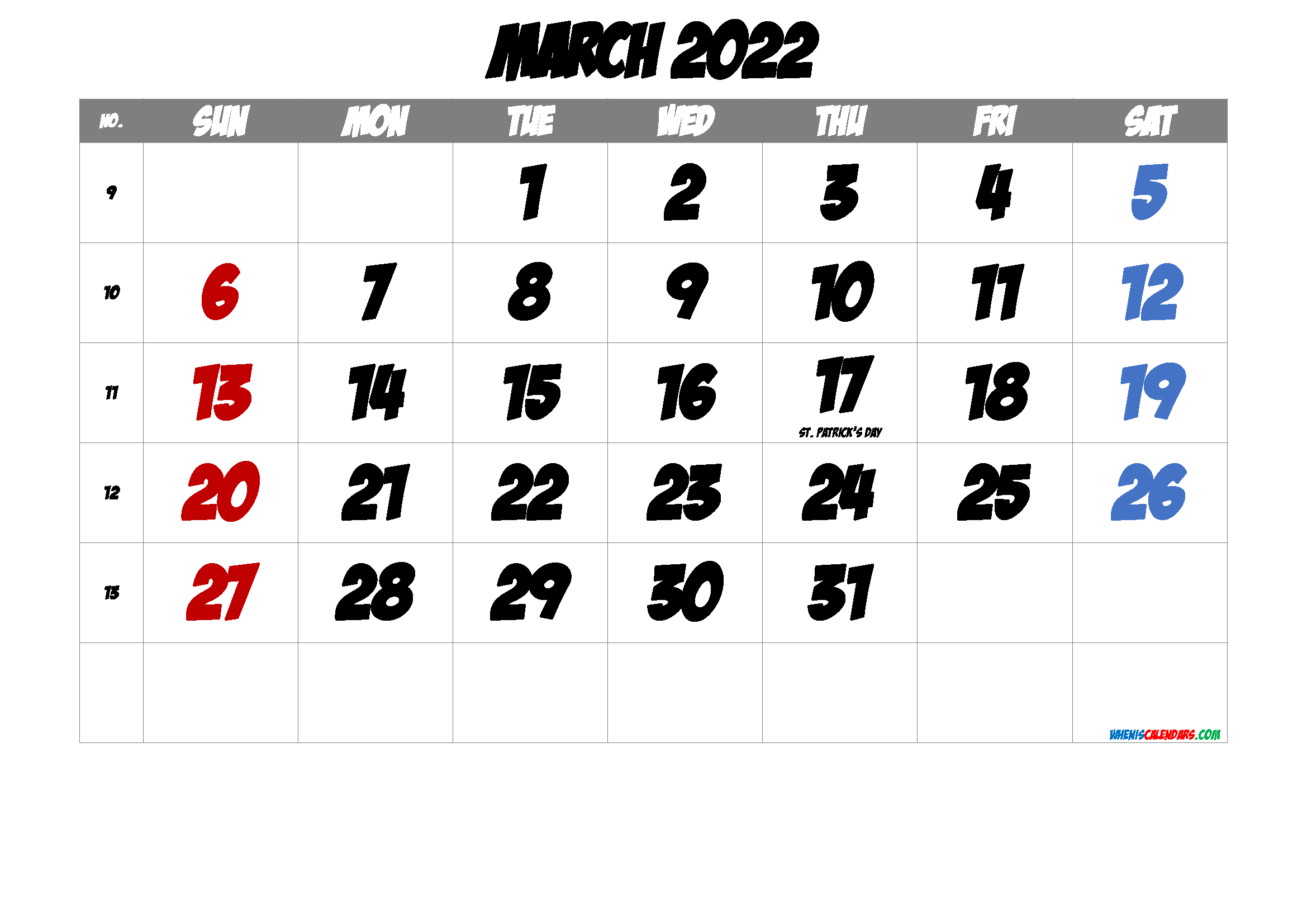 Pick March 2022 Calendar Australia