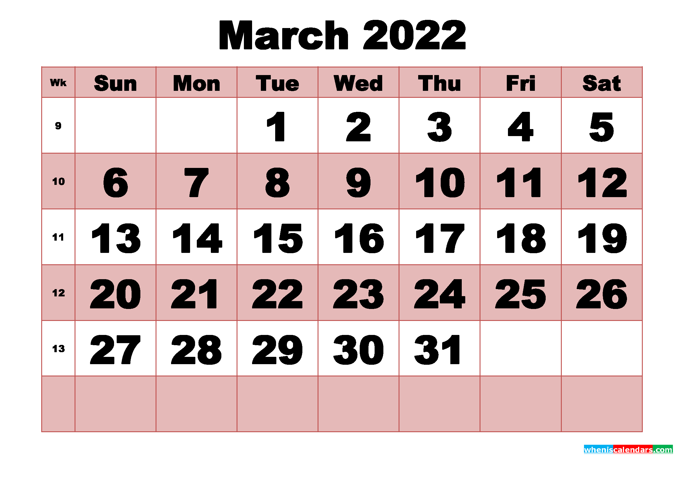 Pick March 2022 Calendar Events