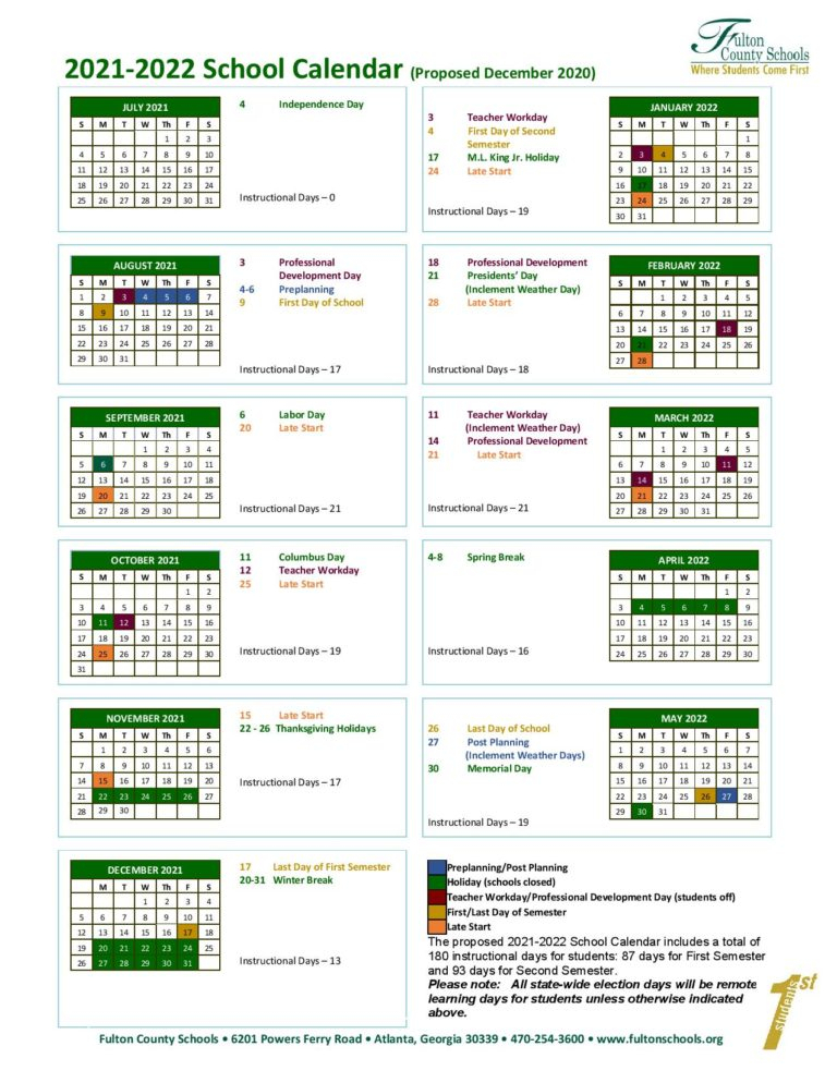 Pick March 2022 School Calendar