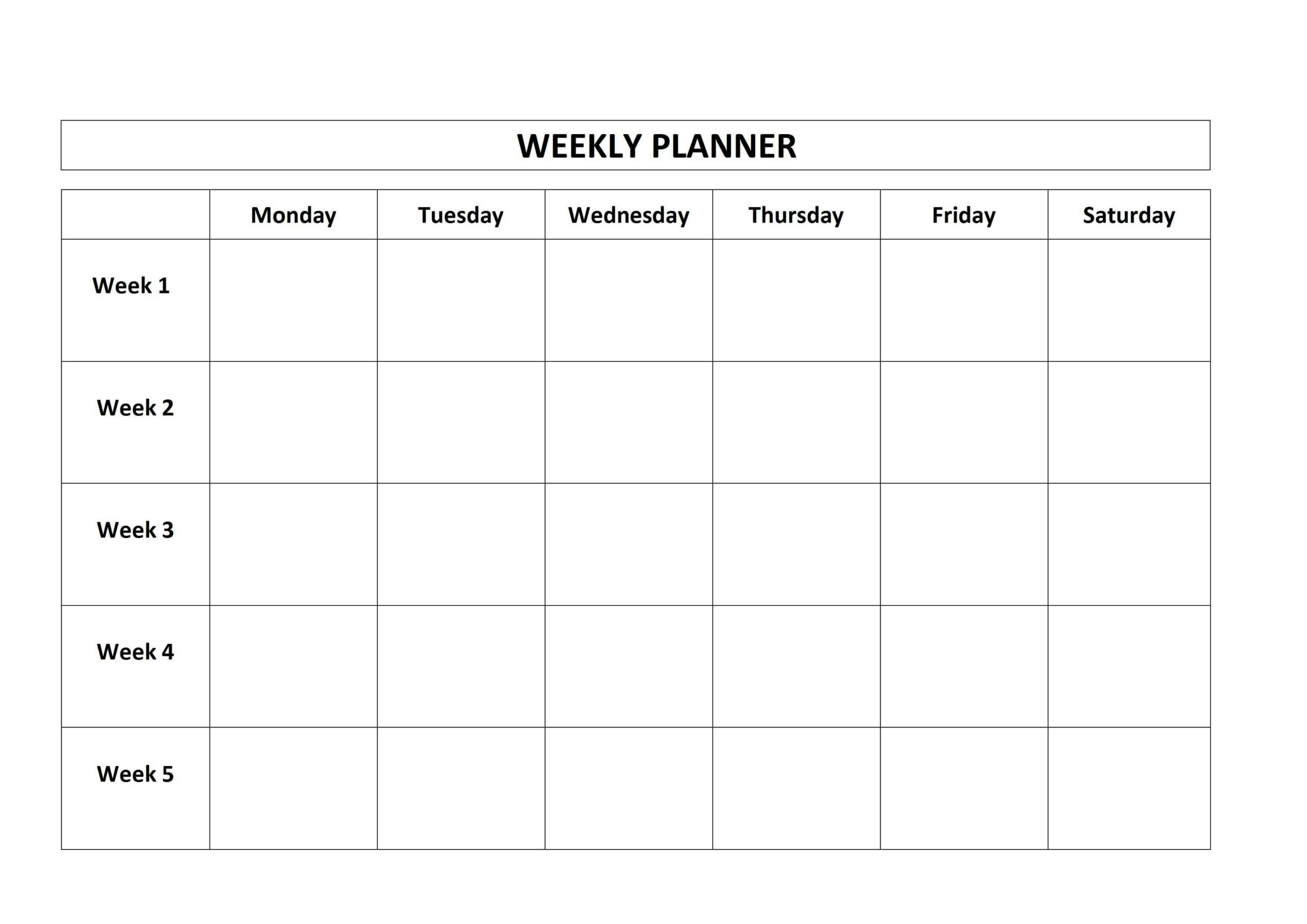 Pick Monday-Friday Calendar Excel Template