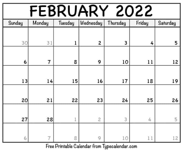 Pick Monthly Calendar For February 2022
