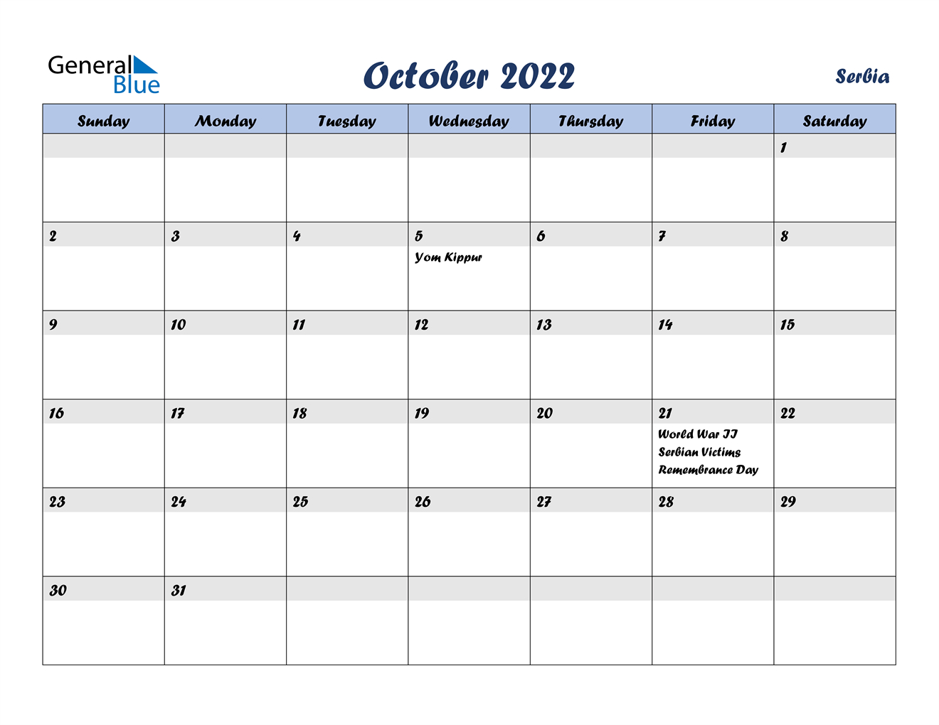 Pick October 2022 Calendar Printable Free