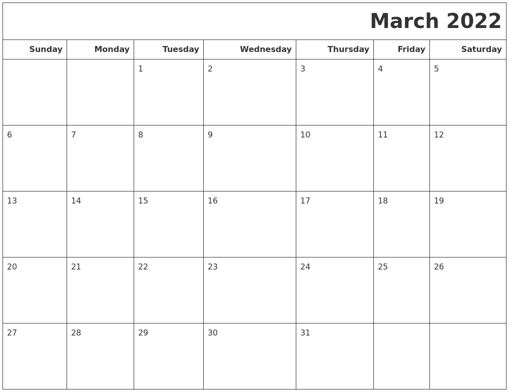 Pick Print Calendar March 2022