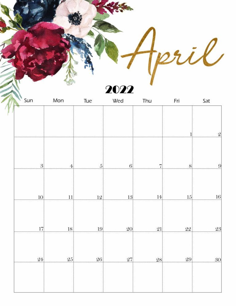 Pick Printable Calendar For April 2022