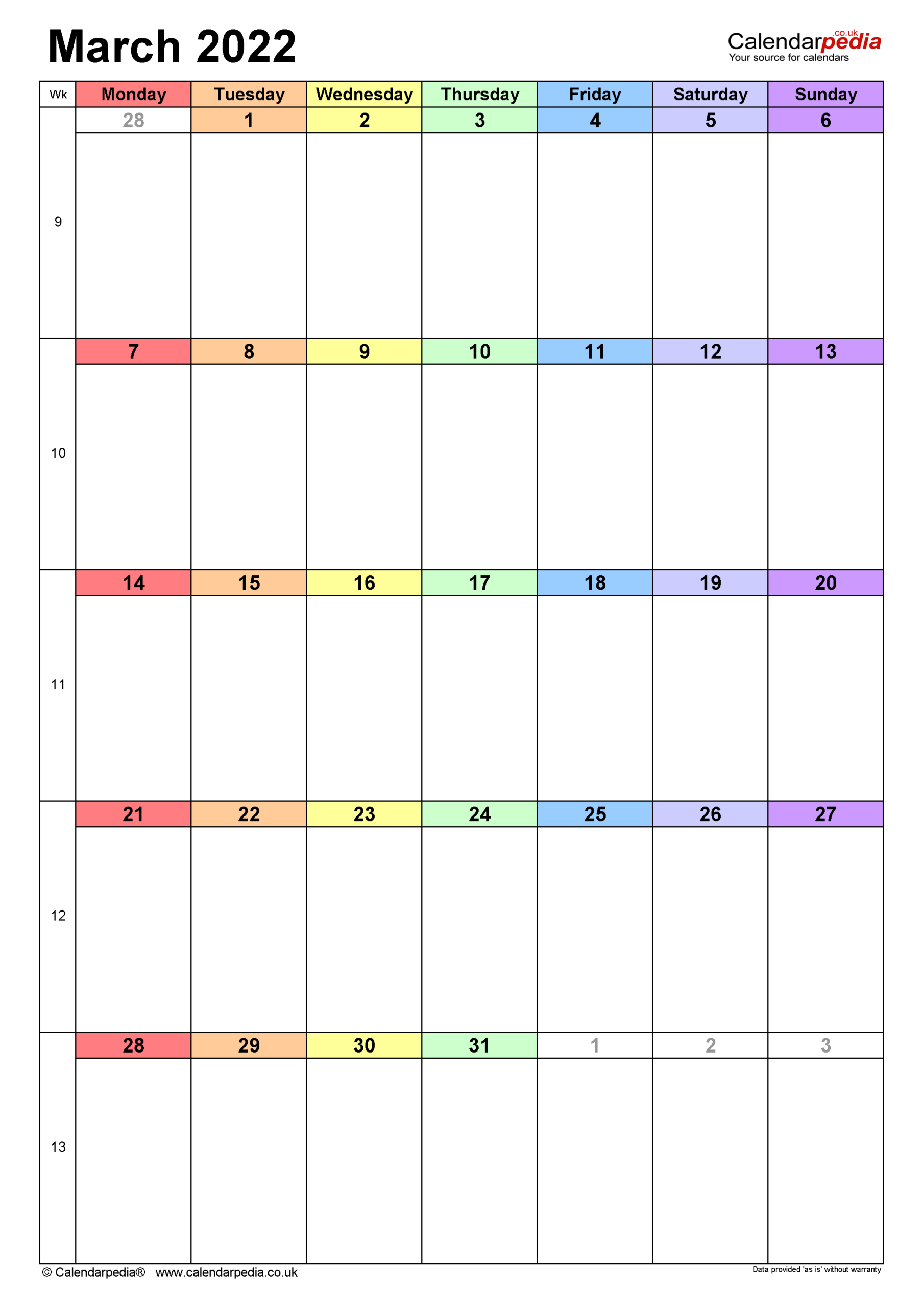 Pick Printable Calendar For March 2022