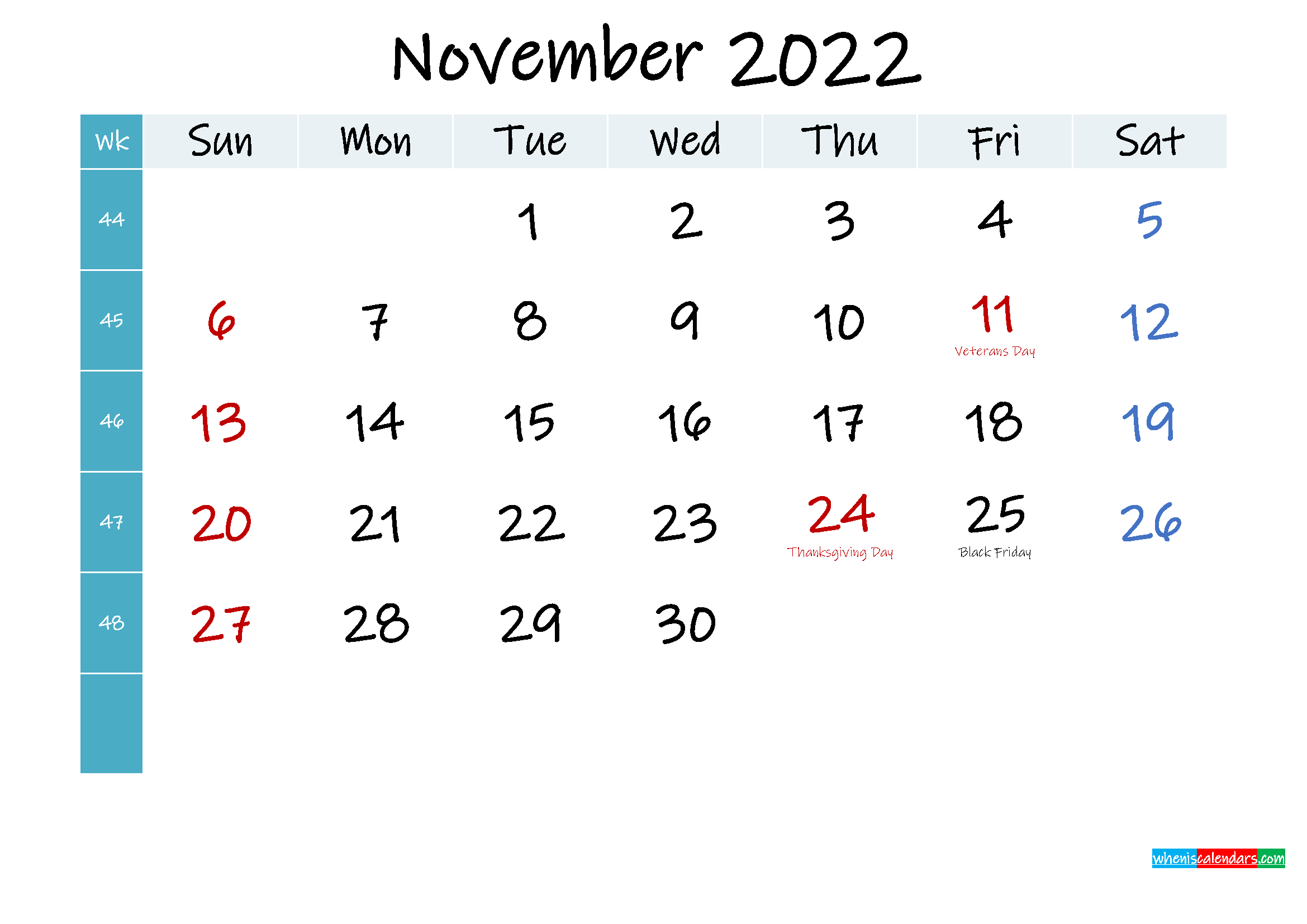 Pick Printable Calendar For November 2022