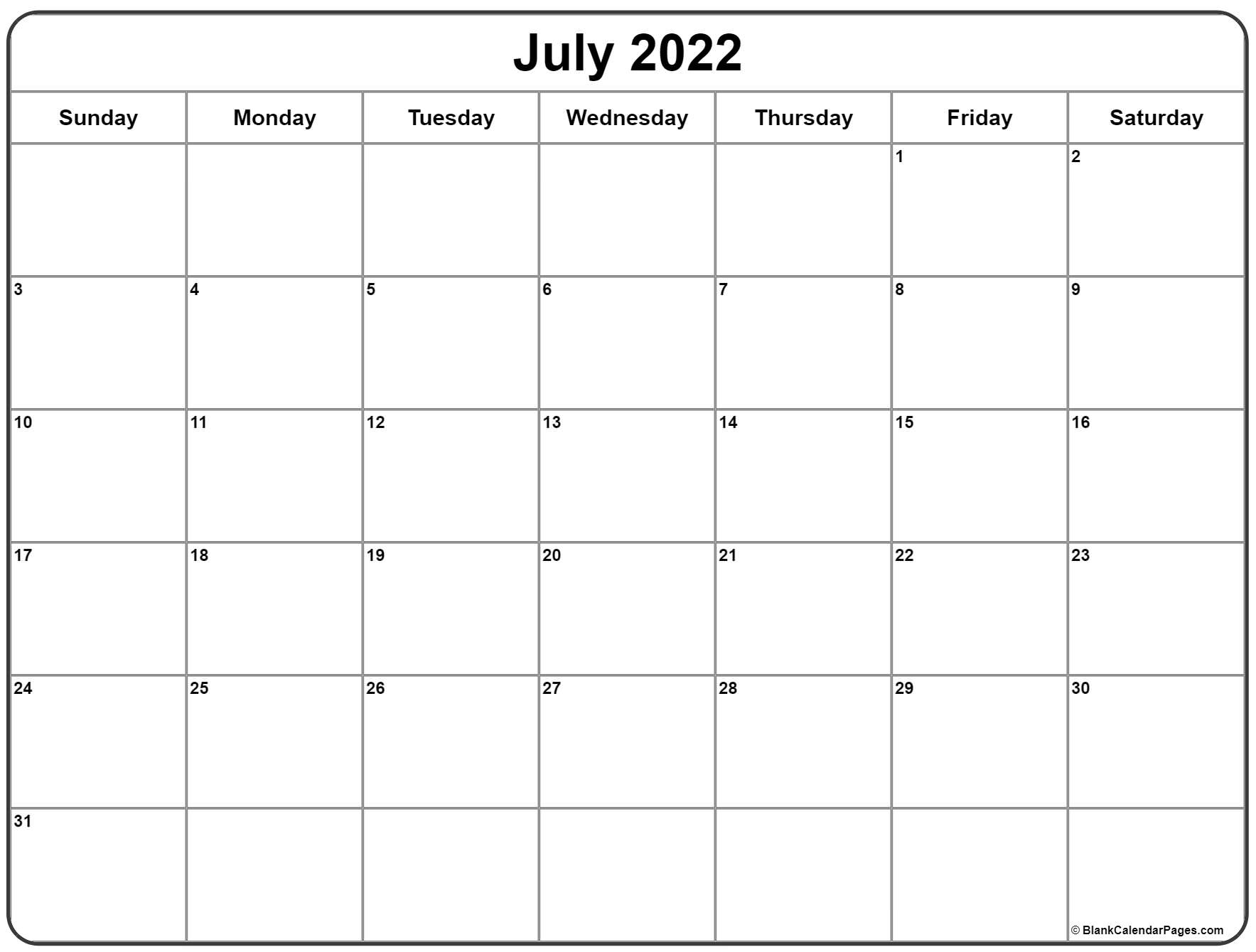 Pick Printable Calendar July 2022
