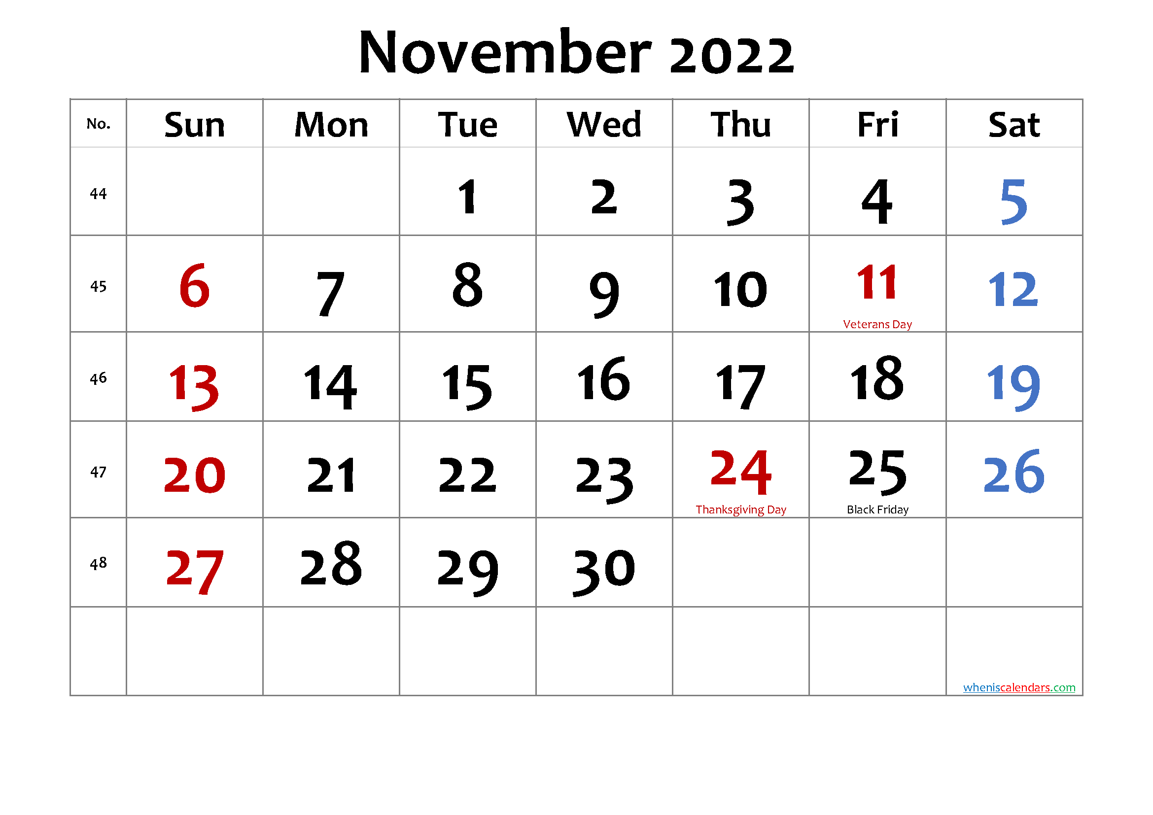 Take 2022 Calendar For November