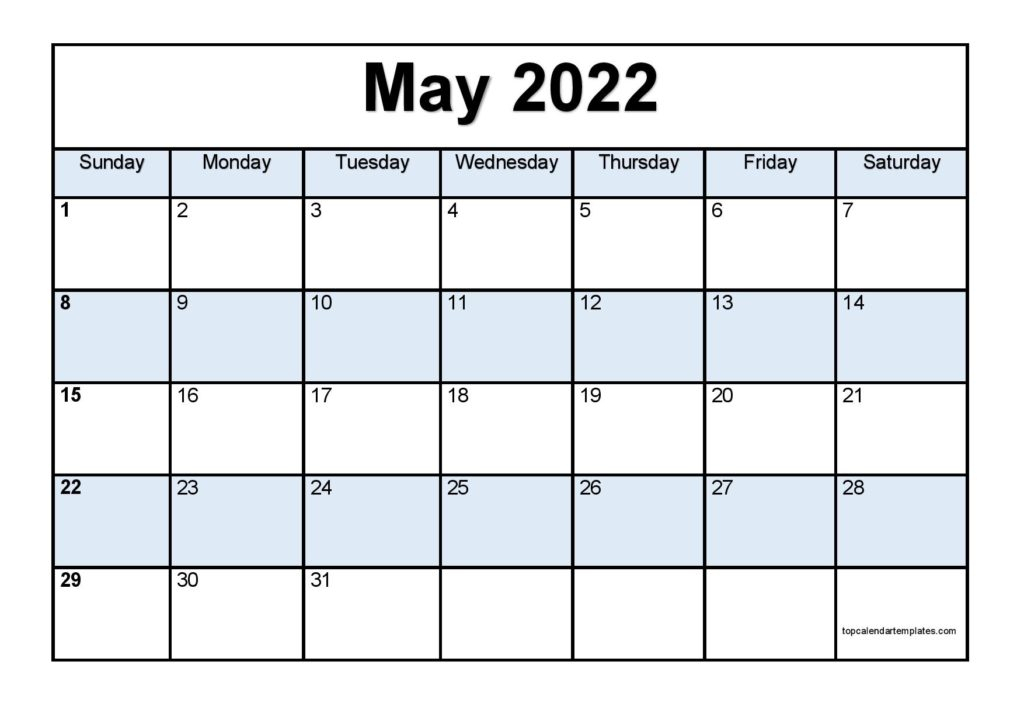 Take 2022 Calendar Month Of May