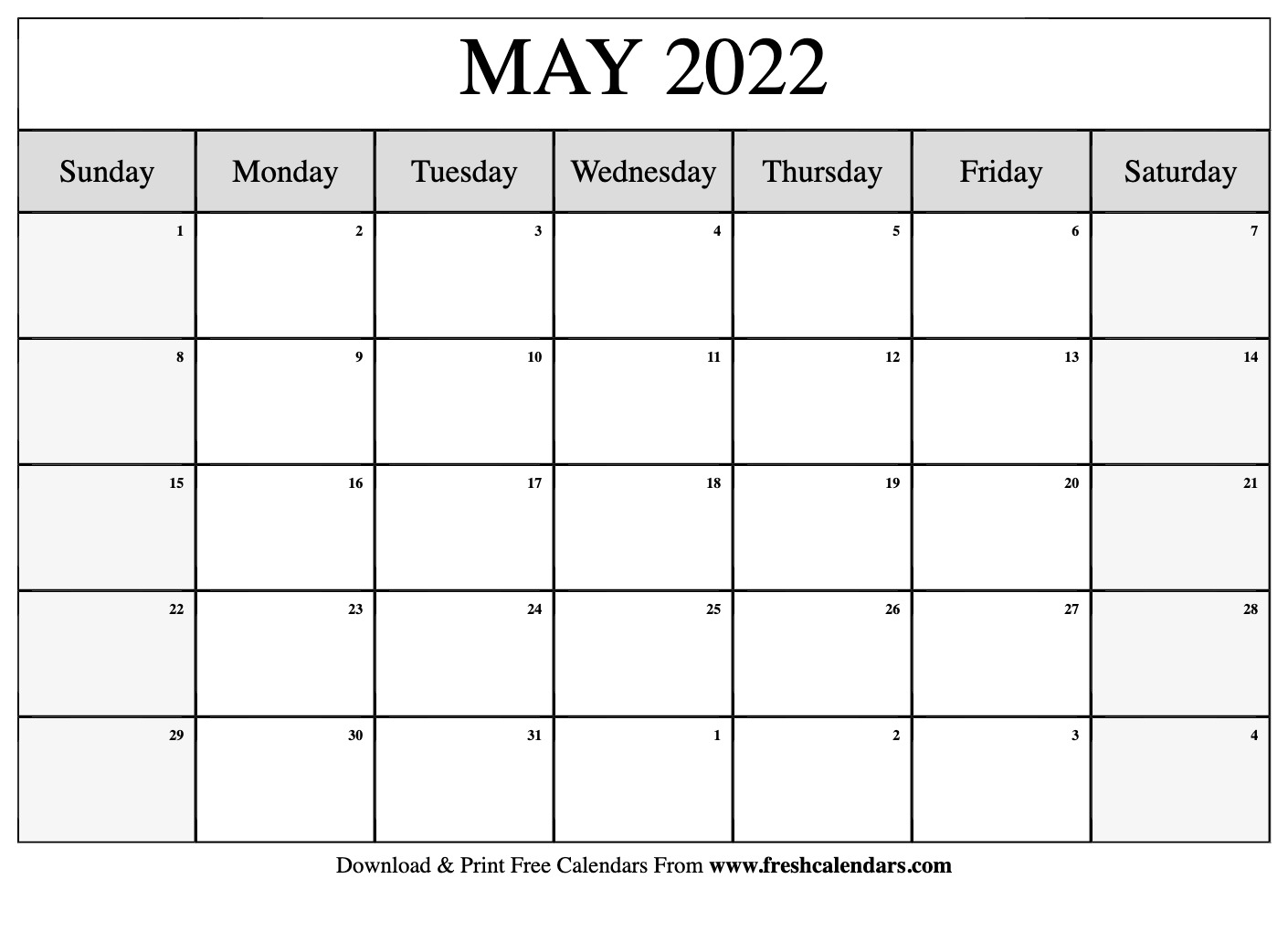 Take 2022 Calendar Month Of May