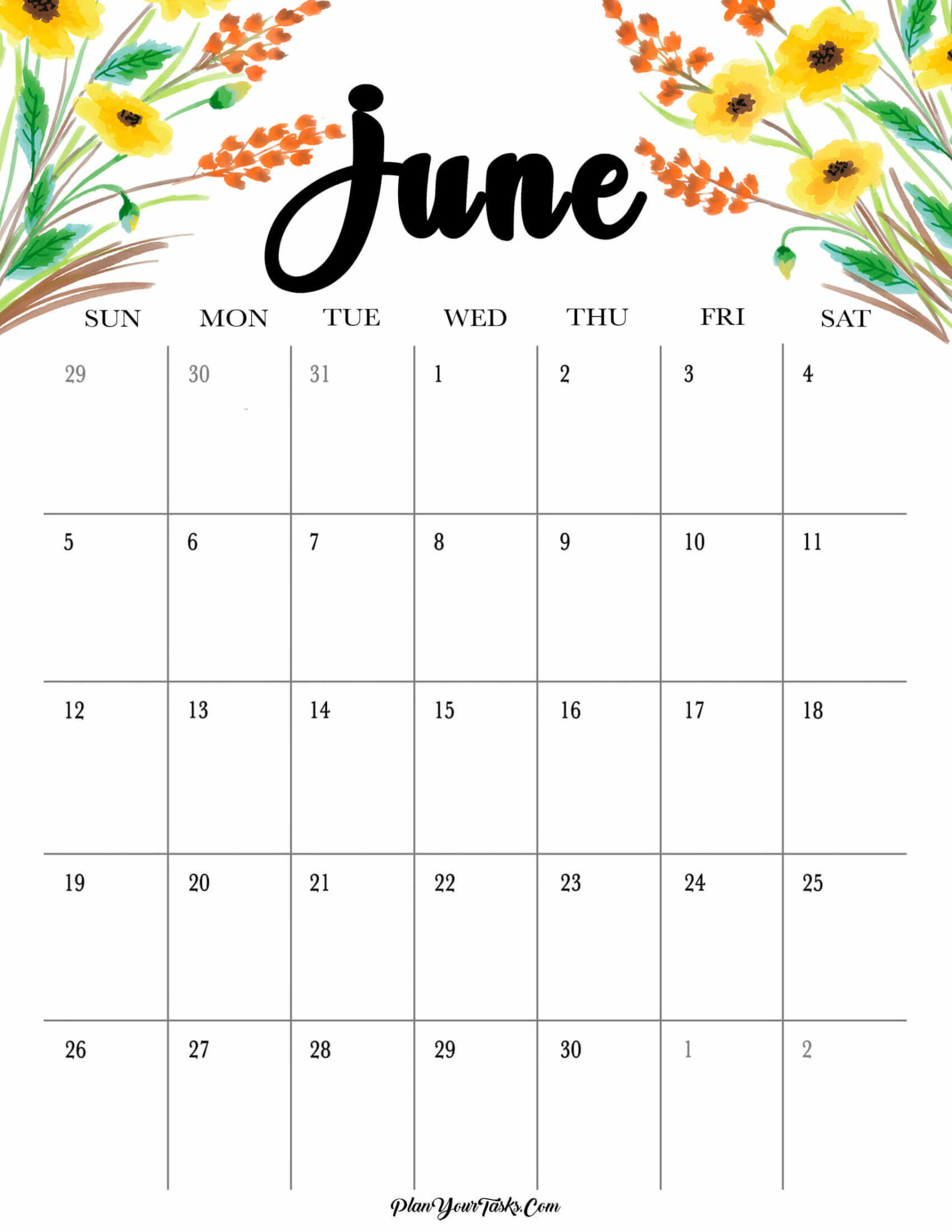 Take 2022 Calendar Of June