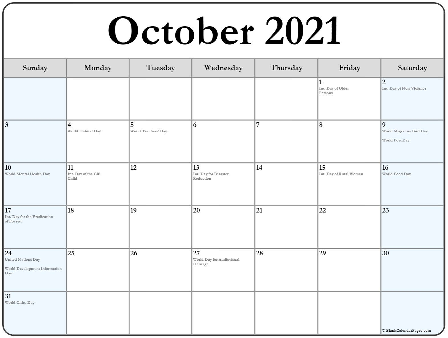 Take 2022 October Calendar With Festivals