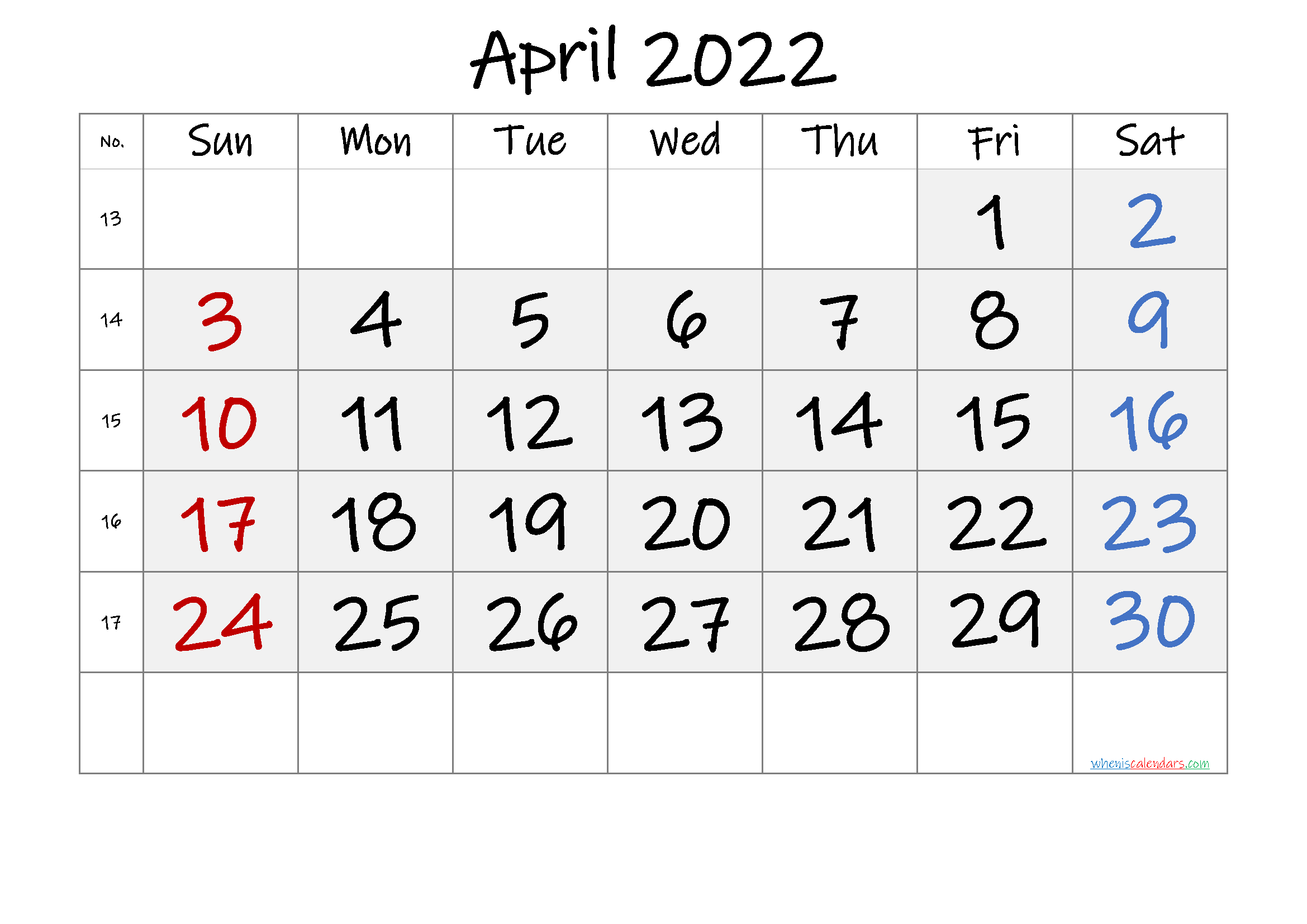 Take April 2022 Calendar Page
