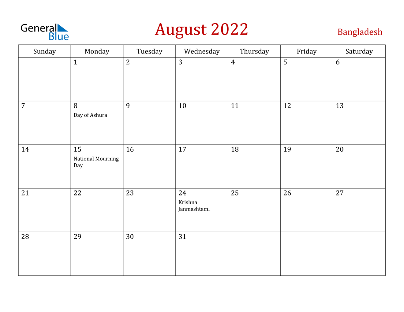 Take August 2022 Calendar Image