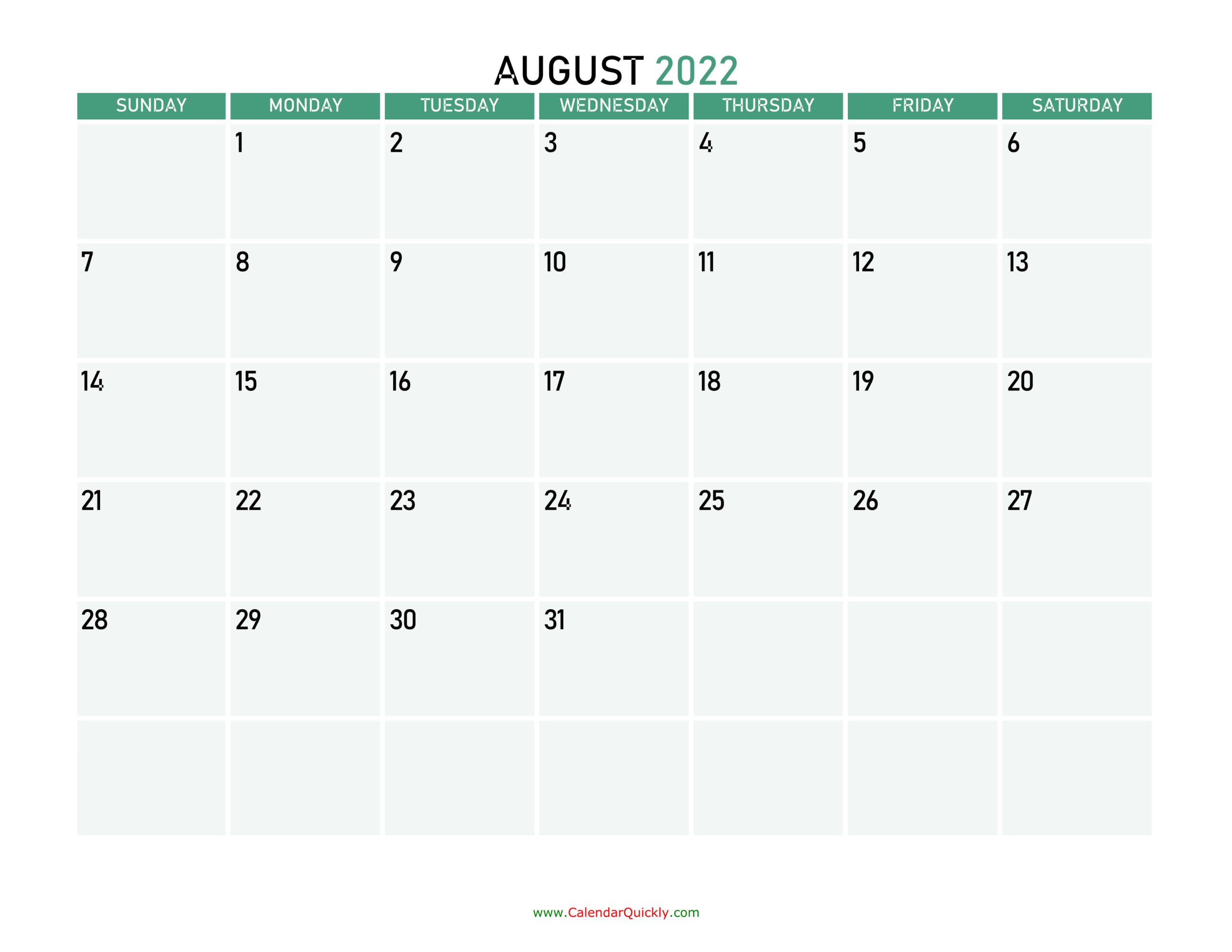 Take August 2022 Calendar Image