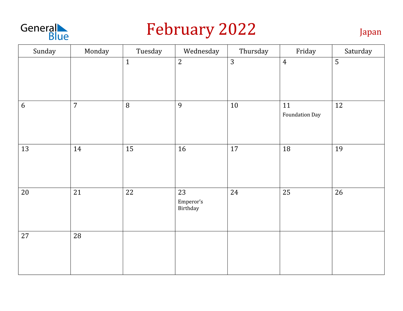 Take Calendar 2022 February Month