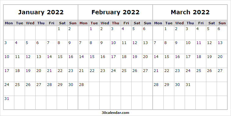 Take Calendar 2022 Jan Feb March