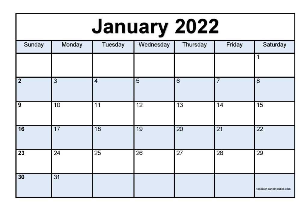 Take Calendar 2022 January