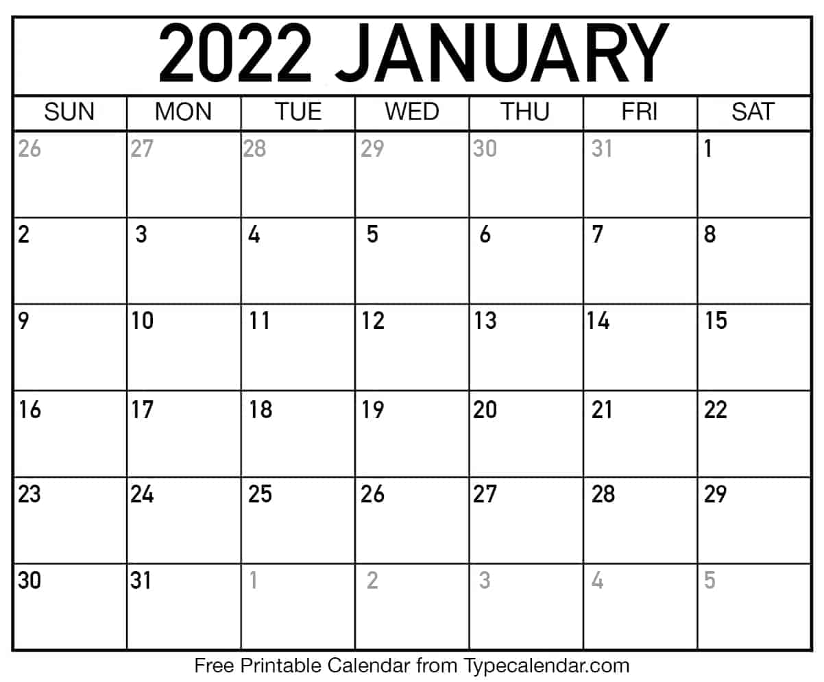 Take Calendar 2022 January Calendar