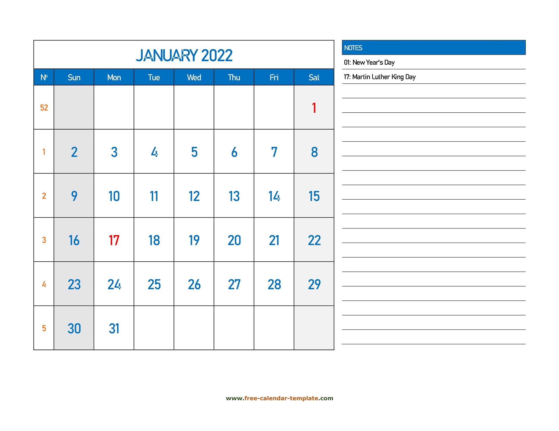 Take Calendar 2022 January Month
