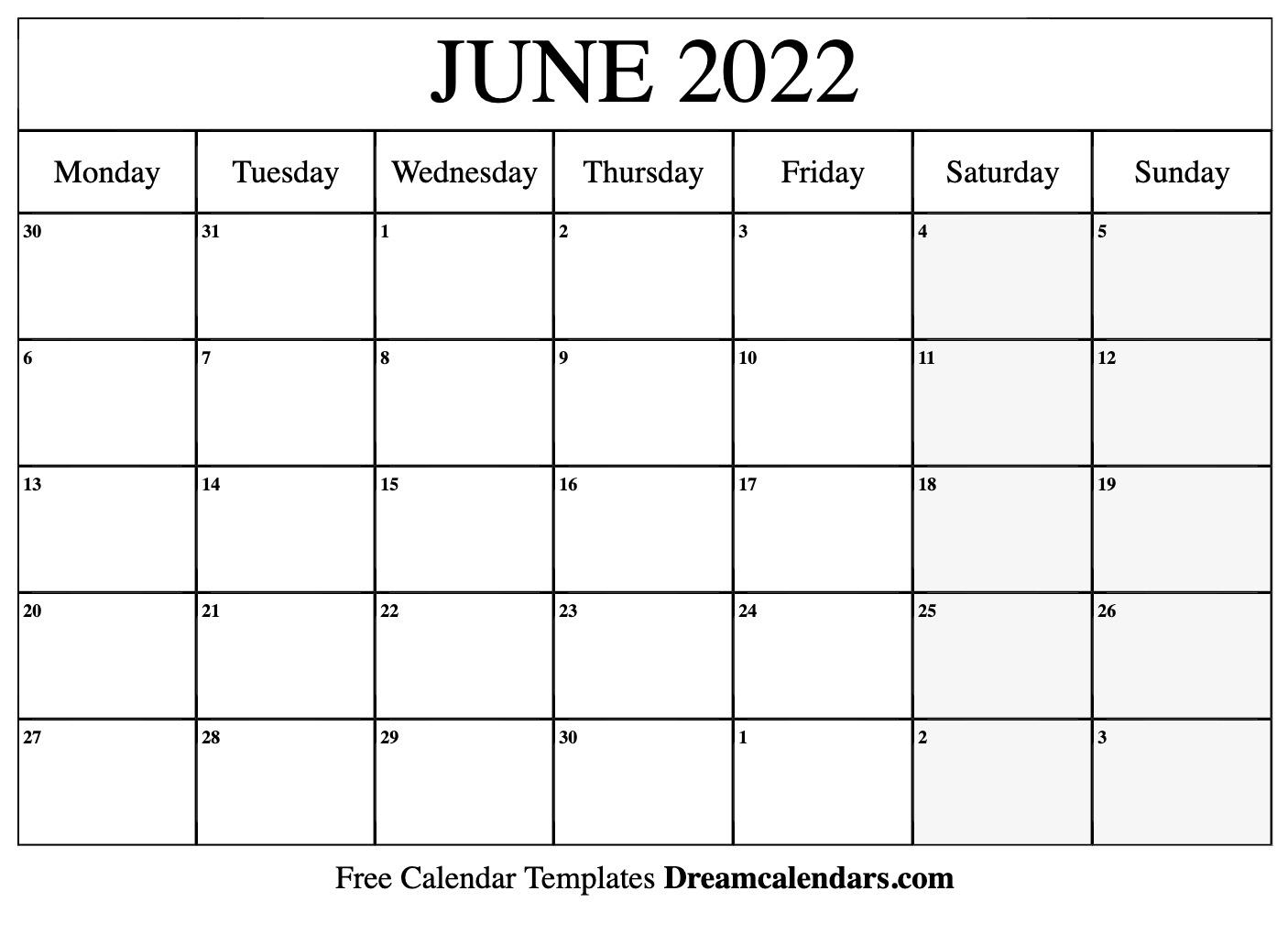 Take Calendar 2022 June July August