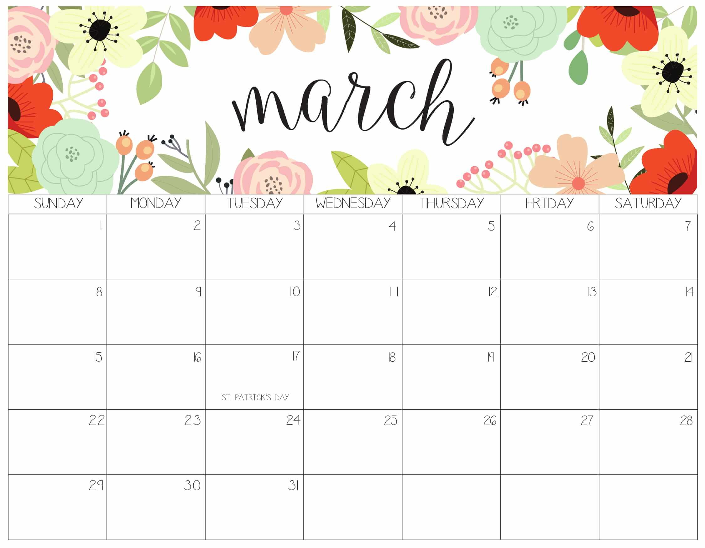 Take Calendar 2022 March Printable