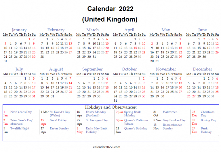 Take Calendar 2022 May Bank Holiday