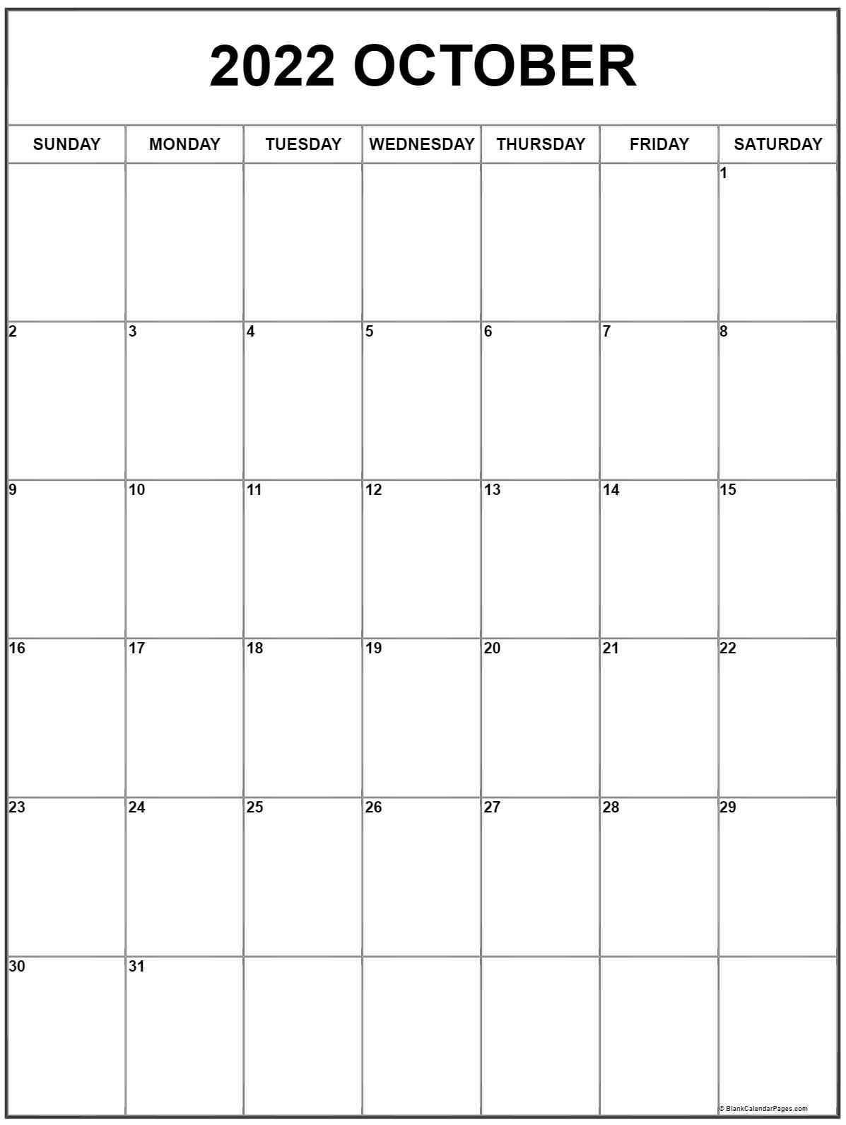 Take Calendar 2022 October Month